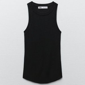 ZARA | BASIC EXTRAFINE KNIT TOP Size S | Black | Tank Top